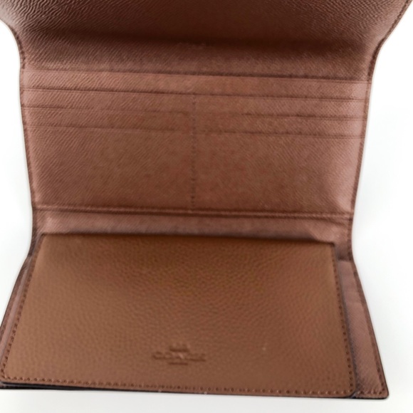 COACH Tri-Fold Checkbook Wallet Saddle Brown - Picture 7 of 8
